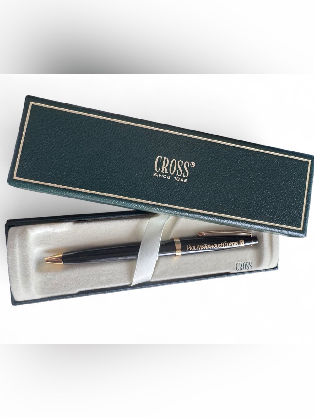 Vintage 1990s Cross Classic Century Ballpoint Pen Black & Gold Engraved PwC NEW